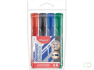 Maped permanent marker Jumbo, beitelvormige punt, etui van 4 stuks in geassorteerde kleuren