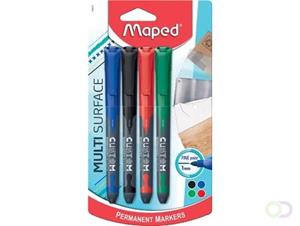 Maped permanent marker Custom, ronde punt, blister van 4 stuks in geassorteerde kleuren