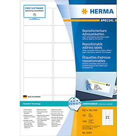 herma Adresetiketten 10301 Wit 63,5 x 38,1 mm 100 Vellen à 21 Etiketten