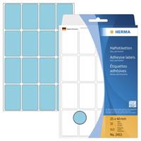 herma Multifunctionele Etiketten 2453 Blauw Rechthoekig 25 x 40 mm 32 Vellen van 16 Etiketten