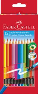 FABER-CASTELL Buntstifte radierbar, 12er Kartonetui