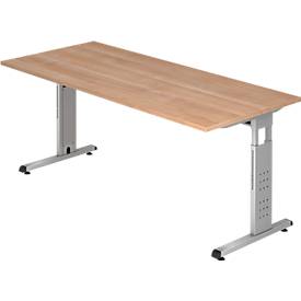 hammerbacher Schreibtisch O 180 x 80 - Nussbaum/Silbergrau