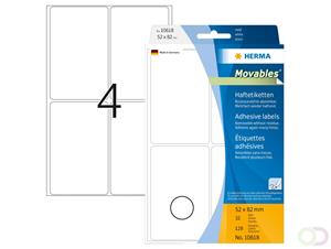 herma Multifunctionele Etiketten 10618 Wit Rechthoekig 52 x 82 mm 32 Vellen van 4 Etiketten