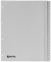 HETZEL Kunststoff-Register, Zahlen, A4, 1-52, PP, grau