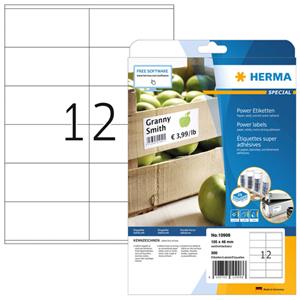 herma Power Etiketten 10908 Wit Rechthoekig 300 Etiketten per pak