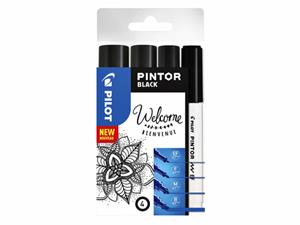 pilot Pintor Markeerstiften Breed Zwart 4 Stuks