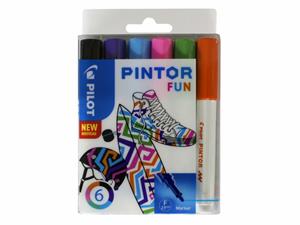 pilot Pintor Creative Markeerstiften Fijn Ronde Punt Kleurenassortiment 6 Stuks