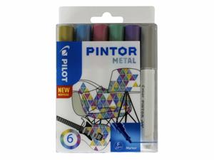 PILOT Pigmentmarker PINTOR, fein, 6er Set , METAL MIX,