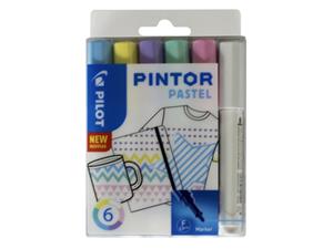 PILOT Pigmentmarker PINTOR, fein, 6er Set , PASTEL MIX,