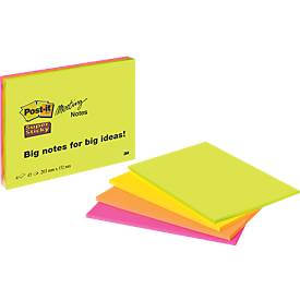 post-it Super Sticky Meeting Notes 203 x 152 mm Neon Kleuren 4 Blokken van 45 Vellen