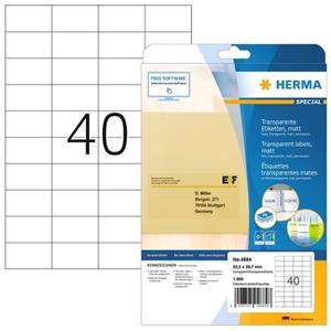 herma Speciale etiketten 4684 Transparant 52,5 x 29,7 mm 25 Vellen à 40 Etiketten