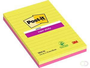 post-it Super Sticky Grote Notes Gelijnd 127 x 203 mm Neon Kleurenassortiment 2 Blokken van 45 Vellen