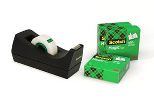 scotch Plakbandhouder C38 + 4 rol Magic Tape Zwart 9,2 x 23,3 x 7 cm