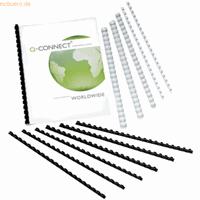 Q-CONNECT Plastikbinderücken KF24052 weiß US-Teilung 21 Ringe auf A4 105 Blatt 14mm 100 Stück