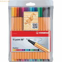 STABILO 8815 Standardfarben Feinliner Point EF 15St Stand.