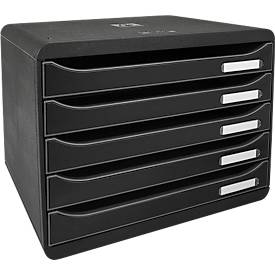 Exacompta Schubladenbox Big-Box Plus Classic quer 308714D schwarz/schwarz 5 Schubladen geschlossen