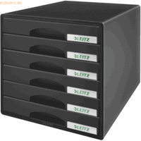 LEITZ Schubladenbox Plus 5212-00-95 schwarz/schwarz 6 Schubladen geschlossen