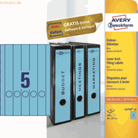 Avery Ordnerrugetiketten 38 x 297 mm, blauw, Inkjetprinter, Laserprinter, Kopieerapparaat, permanent klevend L4749-20