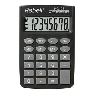 Rebell Taschenrechner HC 108 Batterie LCD-Display schwarz 1-zeilig 8-stellig