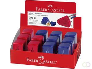 Faber Castell puntenslijper Faber-Castell "Sleeve" rood/blauw 2 gaats display a 12 stuks