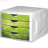 Helit Schubladenbox the chameleon Springtime H61296-50 weiß/grün 4 Schubladen geschlossen