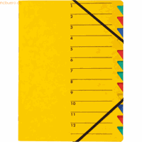 Pagna Ordnungsmappe A4 gelb Pressspan 12 Fächer mit Eckspanngummi