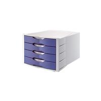 Soennecken Schubladenbox 1553 lichtgrau/blau 4 Schubladen geschlossen