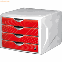 helit Archiefdoos met 4 lades Rood, wit 26.2 cm