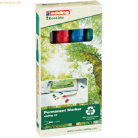 Edding Edding 22 EcoLine. Schrijfkleuren: Zwart, Blauw, Groen, Rood, Soort tip: Beitelvormige punt, Materiaal behuizing: Polypropyleen (PP)