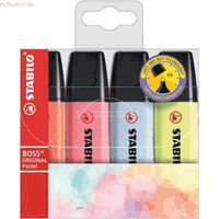 STABILO BOSS ORIGINAL Pastel markeerstift, etui van 4 stuks in geassorteerde kleuren