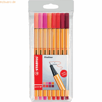 Stabilo Fineliner point 88 Etui Rottöne mit 8 Stiften