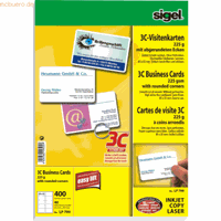 Sigel LP799 3C- Visitenkarten weiß 85 x 55 mm 200g 400 Stück runde Ecken glatte Kanten