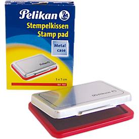 Pelikan Stempelkussens in een metalen doosje. Kleur van het product: Rood, Zilver, Materiaal behuizing: Metaal. Breedte: 70 mm, Diepte: 50 mm