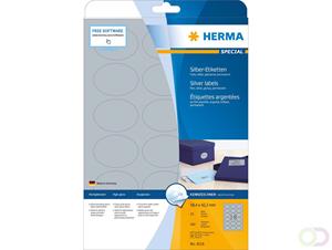 HERMA Zilver Etiketten 4116 Ovaal A4 58,4 x 42,3 mm 25 Vellen van 18 Etiketten