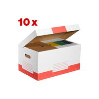 Cartonia Archivcontainer 10 Stück weiß/rot für 6 Archivboxen mit 8cm Rücken 47 l