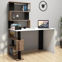 Homemania Computerbureau Snap 120x60x148,2 cm wit zwart walnootkleurig