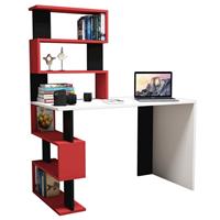 Homemania Computerbureau Snap 120x60x148,2 cm wit zwart en rood