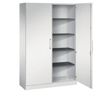 C+P Vleugeldeurkast ASISTO, hoogte 1980 mm, breedte 1200 mm, 4 legborden, lichtgrijs/lichtgrijs