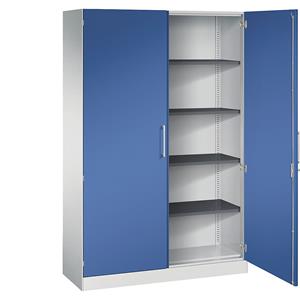 C+P Vleugeldeurkast ASISTO, hoogte 1980 mm, breedte 1200 mm, 4 legborden, lichtgrijs/gentiaanblauw