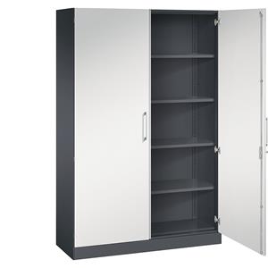 C+P Vleugeldeurkast ASISTO, hoogte 1980 mm, breedte 1200 mm, 4 legborden, zwartgrijs/lichtgrijs