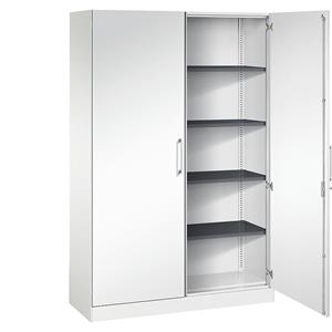 C+P Vleugeldeurkast ASISTO, hoogte 1980 mm, breedte 1200 mm, 4 legborden, verkeerswit/verkeerswit