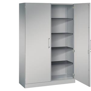 C+P Vleugeldeurkast ASISTO, hoogte 1980 mm, breedte 1200 mm, 4 legborden, blank aluminiumkleurig/blank aluminiumkleurig