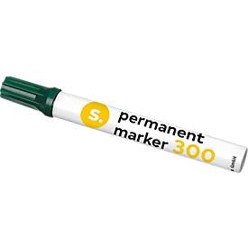 S. Schäfer Shop 300 permanent marker, ronde punt, lijndikte 1,5-3 mm, watervast, open op te bergen, aluminium & kunststof, groen, 1 st.