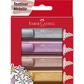 Coppens Tekstmarker Faber-Castell Metallic etui 4 stuks