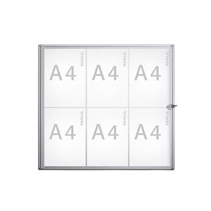 Binnenvitrine wand MAULextraslim whiteboard 6xA4 met slot