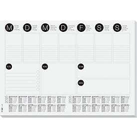 Schreibtischunterlage Sigel Wochenplan 2-Jahreskalendarium, A3, Papier, 30 Blatt, To-Do-Liste uvm., s/w