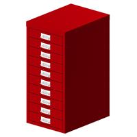 BISLEY MultiDrawer™ 29 serie, A4, 10 laden, kardinaalrood