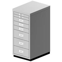 BISLEY MultiDrawer™ 29 serie, met sokkel, A4, 8 laden, lichtgrijs