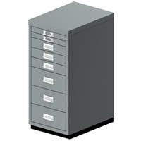 BISLEY MultiDrawer™ 29 serie, met sokkel, A4, 8 laden, zilverkleurig