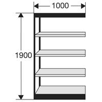 Kerkmann Stalen rek PROGRESS 2000, stellingsectie, zonder achterwand, H 1900 x B 1000 x D 300 mm, zwart frame